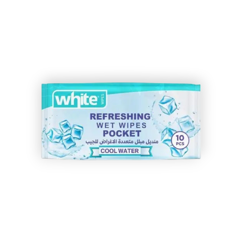 WHITE WIPES POCKET (COOL WATER)10 PCS